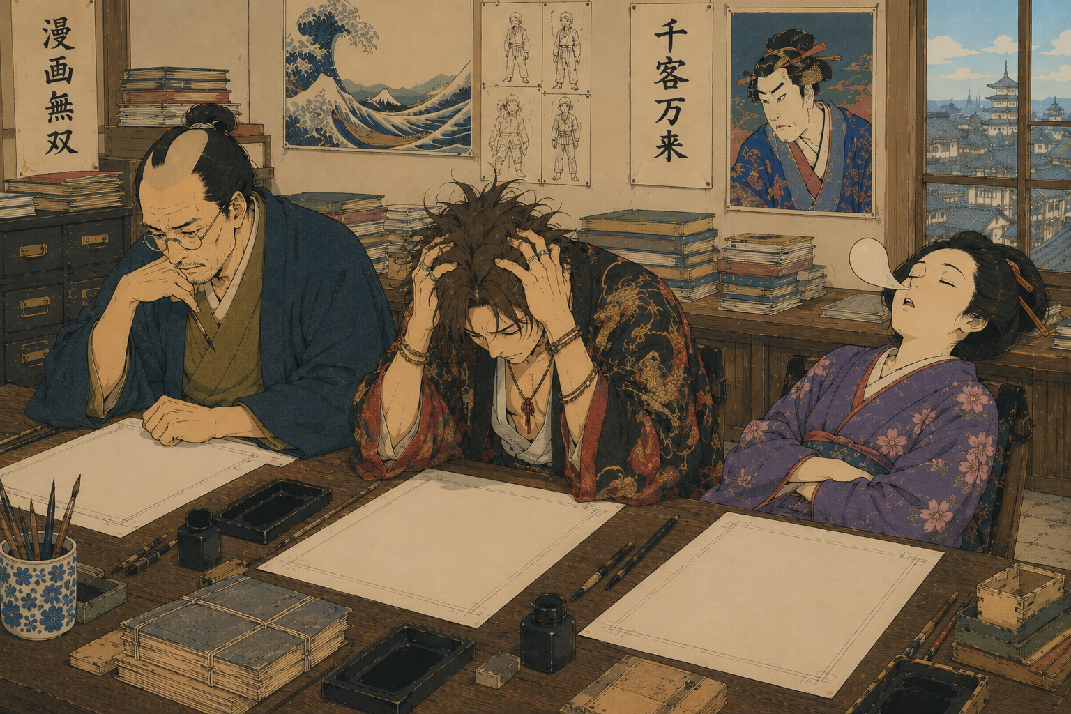 物語が思いつかず悩んでいる漫画家たち