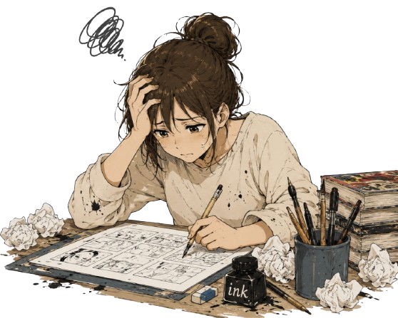 悩む漫画家